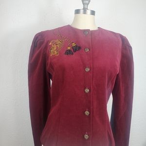 Donna morgan burgundy velvet blazer jacket size 8